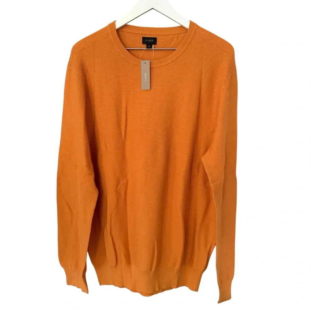 NWT J. Crew Men’s Size Large Orange 100% Cotton Pullover Sweater